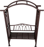 Bronze Aluminum Garden Arbor Arch with 2-Seater Bench