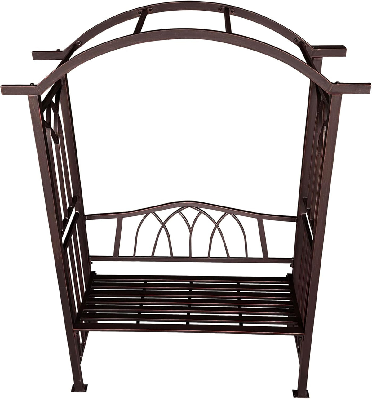 Bronze Aluminum Garden Arbor Arch with 2-Seater Bench