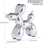 Creative Balloon Dog Statues Small Ceramic Animal Sculpture Modern Home Decor Living Room Desktop Decorations Bedroom Office Cabinet Ornament (Silver)