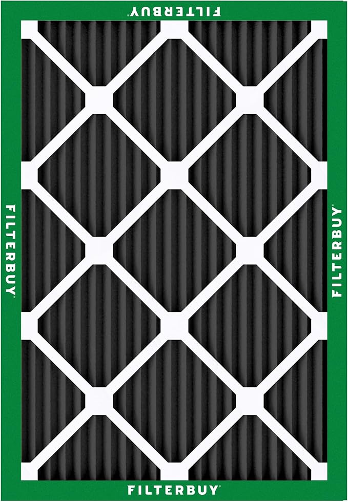 Filterbuy 20x21.5x1 Air Filter MERV 10 Odor & Allergy Defense with Activated Carbon (4-Pack), Electrostatic Pleated HVAC AC Furnace Filters Replacement, Made in USA (Actual Size: 19.88 x 21.50 x 0.75)
