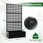 Metal Raised Garden Bed with Trellis, 2 in 1 Trellis with Planter Box & Privacy Screen for Climbing Plants, Vine, Outdoor Standing Flower Beds with Drainage Holes, 35.4"L x 16.7"W x 70.8"H, Black