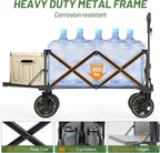 Timber Ridge 49" Extra Long Collapsible Folding Wagon with Tailgate and Brakes, 300lbs Heavy Duty Foldable Wagon with Adjustable Handle, 250L Capacity Portable Cart for Outdoor Camping Sports, Grey