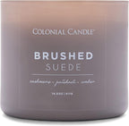 Colonial Candle Brushed Suede Scented Jar Candle, Pop of Color Collection, 3 Wick, Grey, 14.5 oz - Up to 60 Hours Burn