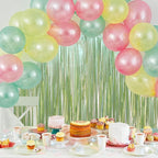2 Pack Sage Green Foil Fringe Backdrop Curtains, Tinsel Streamers Party Decorations, Fringe Backdrop, Door Shimmer for Baby Shower or Birthday Party