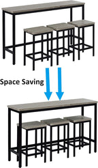 Harper & Bright Designs 4-Piece Dining Table Set, 60.2" L Solid Wood Dining Table with 3 Stools and Metal Frame for Kitchen Dining Room, Antique Grey + Black