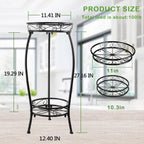 MOCORY Plant Stand Indoor Outdoor 2 Tier 25" Tall Metal Potted Holder Flower Pot Stand Heavy Duty Plant Shelf Rustproof Iron Multiple Plant Round Supports Rack for Planter Corner Garden Balcony Patio