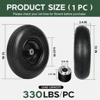 Taifa 13 Inch 1 Pack Solid Flat Free Replacement Tires and Wheels 4.00-6 with 5/8'' Axle Bore Hole, Air Less Wheel for Wheelbarrow/Wagon/Hand Truck/Trolley/Garden Scooter etc.