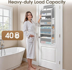 1 Pack Over The Door Organizer, Hanging Storage Organizer with Clear Window, 40lb Ultra Sturdy Large Capacity Room Organizer for Pantry Laundry Bathroom Nursery Closet Baby Essential (Grey)