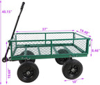 Heavy-Duty Solid Tire Garden Dump Cart - 4.86 cu. ft. Yard Wagon Cart with 600 LBS Capacity & Spacious Mesh Bed (37" x 19.5") - No-Flat Tires, Utility Wagon