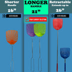 Bug & Fly Swatter – Braided Metal Handle 6 Pack Fly Swatters – Indoor/Outdoor – flyswatter (21 inch - Set of 6)