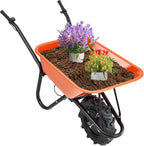 VEVOR Electric Wheelbarrow Cart, 500W Powered Utility Garden Wagon Dump Cart, 4 Cu. Ft. Load & 330 lbs Capacity with Metal Handle & 16" Track Wheels, One Wheel Barrow Yard Cart & Wagons for Lawn Farm