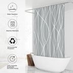 Punkray Light Grey Shower Curtain for Bathroom with Hooks, Shower Curtain Set Stripe Bath Curtains Decorative White Shower Curtains Weighted Hem Water Repellent Washable, 72 x 72