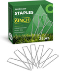 6 Inch Galvanized Landscape Staple, 11 Gauge Heavy Duty Garden Stakes for Barrier Fabric, Plant Stakes Ground Anchors 25 Pack