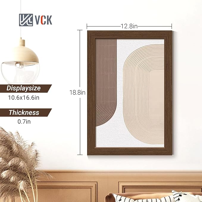 VCK 11x17 Picture Frame Set of 4 - Brown, Gallery-Quality Wood Poster Frames, 1.1-Inch Wide Border, Polished Plexiglass, Vertical or Horizontal Wall Display for Photo/Art/Prints, Brown