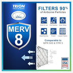16x25x2 Air Filter MERV 8 (2-Pack) TRION Air Bear Pleated HVAC Air Filter Replacement (Actual Size: 15.50 x 24.50 x 1.75 Inches)