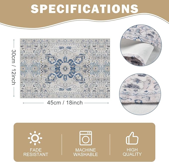 Snycler Table Runner Boho Table Runners Vintage Elegant Farmhouse Table Center Linen Decor for Home Dining Party Entrance (12x18 Inch ,Set of 4) Boho-White
