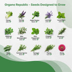 Organo Republic 30 Culinary Herbs & Edible Flower Seed Variety Pack- Indoor/Outdoor. 14000+ Non-GMO Heirloom Flower Seeds: Basil, Borage, Echinacea, Lavender, Oregano, Rosemary Seeds & More