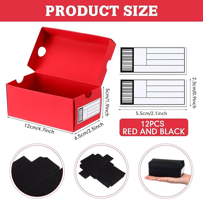 12 Sets Mini Sneaker Boxes for Party Favors Mini Shoe Gifts Boxes 4.7 x 2.5 x 2 Inch Sports Small Gift Case with Editable Label for Candies Cookies Snacks