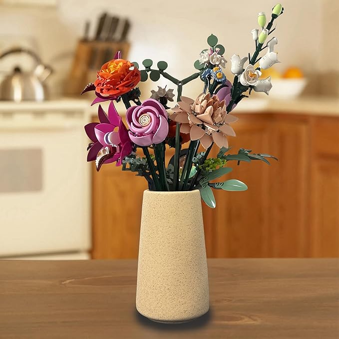Simple Vase for Flowers Plants, Matte Vases for Modern Table Shelf Home Decor Wedding Boho Decor, 6" H Frosted Elegant Ceramic Vase for Pampas Grass Fluffy Stem Bouquet Lavender Flowers (Brown, 2)
