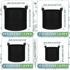 Hoolerry 7 Pack Black Plant Grow Bags Thickened Non Woven Grow Bags in 4 Sizes 10, 7, 5 and 3 Gallons Aeration Fabric Pots with Handles