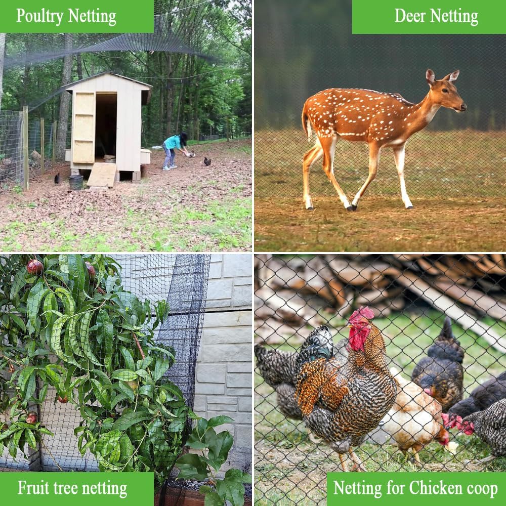 Bird Netting 25x50 Ft, 1 in Mesh Heavy Duty Garden Netting Pest Barrier for Plants, Fruit Trees, Vegetables, Extra Strong Woven Mesh Netting, Animal Fencing Against Birds, Deer, Poultry