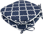 SleepMan Outdoor 17"x16" Chair Cushions with Ties Set of 2, Water Resistant All Weather U-Shape Seat Pads for Patio Garden Furniture Indoor (Set of 2, Blue Plaid)