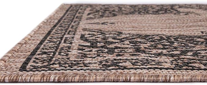 Unique Loom Outdoor Traditional Collection Area Rug - Antique (10' x 14' 1" Rectangle Beige/Black)