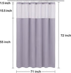 N&Y HOME Waffle Weave Shower Curtain with Snap-in Fabric Liner & 12 Metal Hooks Set - Hotel Style, Waterproof & Washable, Heavyweight Fabric & Mesh Top Window - 71x72, Lavender