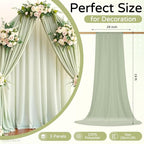 Wedding Arch Draping Fabric 29" x 19Ft Sheer Drapes for Backdrop Wedding Ceremony Reception Ceiling Decor Curtain Baby Bridal Shower Decoration (Sage Green, 3 Panels)
