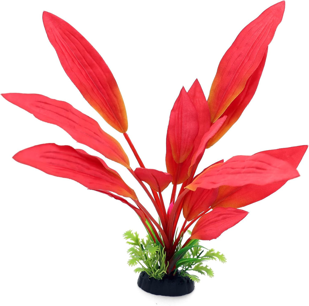ALEGI Silk Aquarium Plants, 12 Inch Artificial Silk Plants Decorations for Fish Tank,Aquarium Décor Plastic Plants (Red, 2 Pack)