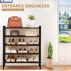 5 Tier Bamboo Shoe Rack Storage Organizer for Closet, Multifunctional Stackable Free Standing Shoe Shelf Organizer for Small Space,Entryway, Hallway, Bathroom27 x11 x32 (Black, 5 Tier)
