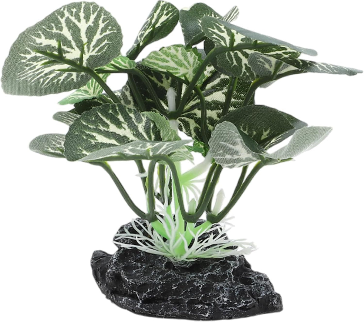 Aquarium Plastic Plants, Silk Aquarium Plants, Silk Plants for Betta Fish Tank, Plastic Plant Decoration for Aquarium, Green, Round Leaves, 3.94" Tall