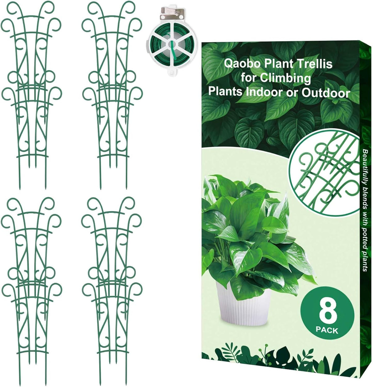 Indoor Plant Trellis for Climbing Plants, 8 Pack Garden Trellis for Potted Plants Stackable Plant Trellis Plant Stakes for Indoor Plants Accessories Flower Plant Support