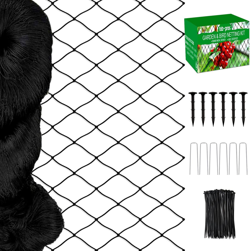 Bird Netting - Garden Poultry Netting with 3/4" Mesh Net, 50x50ft for Chickens, Heavy Duty Nylon for Fruit Tree, Orchard Protection