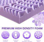 MUXHOMO 2 Inch 7-Zone Queen Mattress Topper, Egg Crate Foam Mattress Topper Queen Size for Back Pain, Lavender Cooling Gel Infused Bed Pad, CertiPUR-US and Oeko-TEX Certification (60"×80")