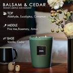HomeLights Highly Scented Soy Candles Big 33.3 oz for Home. 3 Cotton Wicks, Smokeless Long Lasting 130 hrs in Balsam & Cedar. 5x6, Great Gift for Women & Men