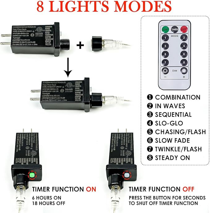 Cool White ⇋ Multicolor 66Ft 200LED Fairy Lights Plug in with Remote, Waterproof String Lights Outdoor 8 Modes Bedroom Decor, Twinkle Light for Girl's Room Garden Christmas Decorations