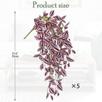 DILATATA Fake Hanging Plants Artificial Hanging Plants 22" Faux Wandering Jew Hanging Leaves Plant for Wall Shelf Home Indoor Outdoor Decor - 5 Pack