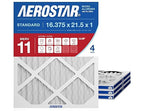 Aerostar 16.375x21.5x1 MERV 11 Air Filter, 4 Count, ACTUAL SIZE (16.50 x 21.50 x 0.75), HVAC, Air Conditioning & Furnace Filter for Dust, Pet Dander, Smoke & Allergies (MPR 1200 / FPR 7), Made in USA