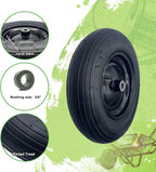 2-Pack 14.5-Inch Wheelbarrow Tire.3.50-8" Pneumatic Tires and wheels with 3"- 6" Center Hub and 3/4" Bushings for Wheelbarrow Lawn Mover Replacement.