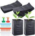 100 Pcs Nursery Growing Bags Seedling Starter Bags with 30 Plant Labels & 2 Mini Watering Sprinklers,Plant Grow Bags Plants Pots Plastic Pouches for Garden Trees,Flowers, Vegetable(8.8x5.3x4.7 Inch)