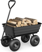 GarveeLife Poly Dump Cart - Heavy Duty 600 LBS Garden Cart with Quick-Release Dumping 10 in Tires, Utility Wagon for Yard Work, Landscaping, Gardening
