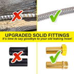 FOXEASE Metal Garden Hose 50FT - Stainless Steel Heavy Duty Water Hose with Metal Nozzle & 8 Function Sprayer, Portable & Lightweight Kink Free Yard Hose, Outdoor Hose