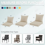 22x22 Inch Patio Chair Cushion with Removable Cover, Outdoor Furniture Cushion - Water-Repellent, Fade-Resistant, Non-Slip Bottom & Straps, Replacement for Lawn, Porch & Deck Chair - Cream