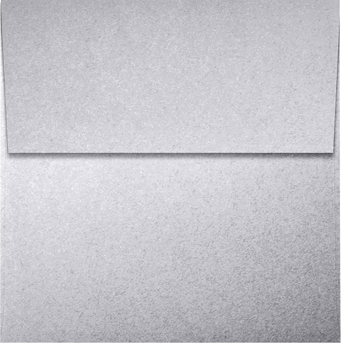 LUXPaper Square Invitation Envelopes | Peel & Press | 4" x 4" | Silver Metallic | 80lb. Text | 50 Qty