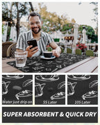 AMOAMI Coffee Mat Hide Stain Rubber Backed Absorbent Dish Drying Mat for Kitchen Counter - Fits Under Coffee Maker & Espresso Machine (12x19,INK)