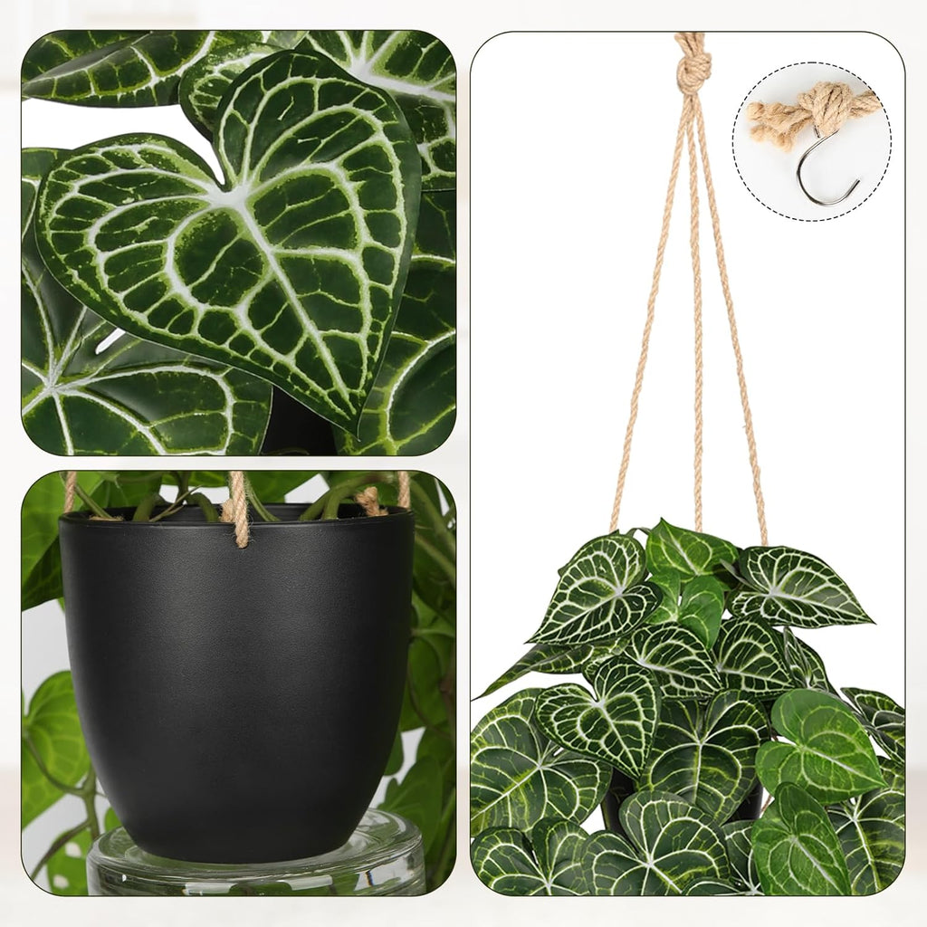 Large Fake Hanging Plants in Pot with Hook, 37" Artificial Hanging Pothos Long Vines Plants, Fake Potted Greenery Plant for Room Wall Living Room Bathroom Kitchen, Big Faux Ivy Houseplants for Shelf