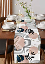 Modern Boho Cotton Linen Table Runner for Dining Kitchen, Wedding Outdoor Party Tablerunners Decoration, Abstract Bohemian Tropical Palm Leaf Dresser Scarf Coffee Tablecloth Runners 13x90 Inches