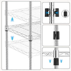 1250 lbs 5 Tier Shelf Metal Storage Shelves Wire Rack Closet Organizers with Wheel for Garage Kitchen Bathroom Laundry Chrome 13.7" D x 23.6" W x 62.4" H