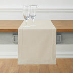 Solino Home Cotton Linen Table Runner 120 Inches Long - Hemstitch Linen Dining Table Runner 14 x 120 Inch for Fall, Autumn, Halloween, Thanksgiving